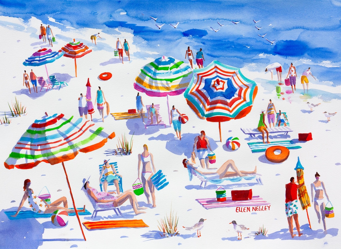 Florida Beach Watercolor Art Print, Key West Tropical - Image 3