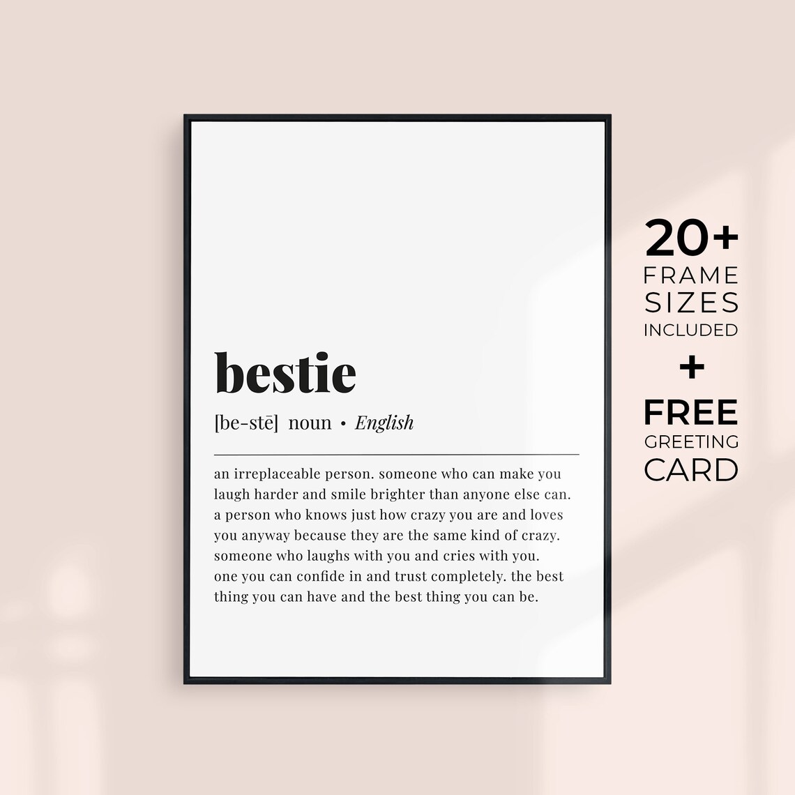 Bestie Definition Print, Friendship Quote Art Print