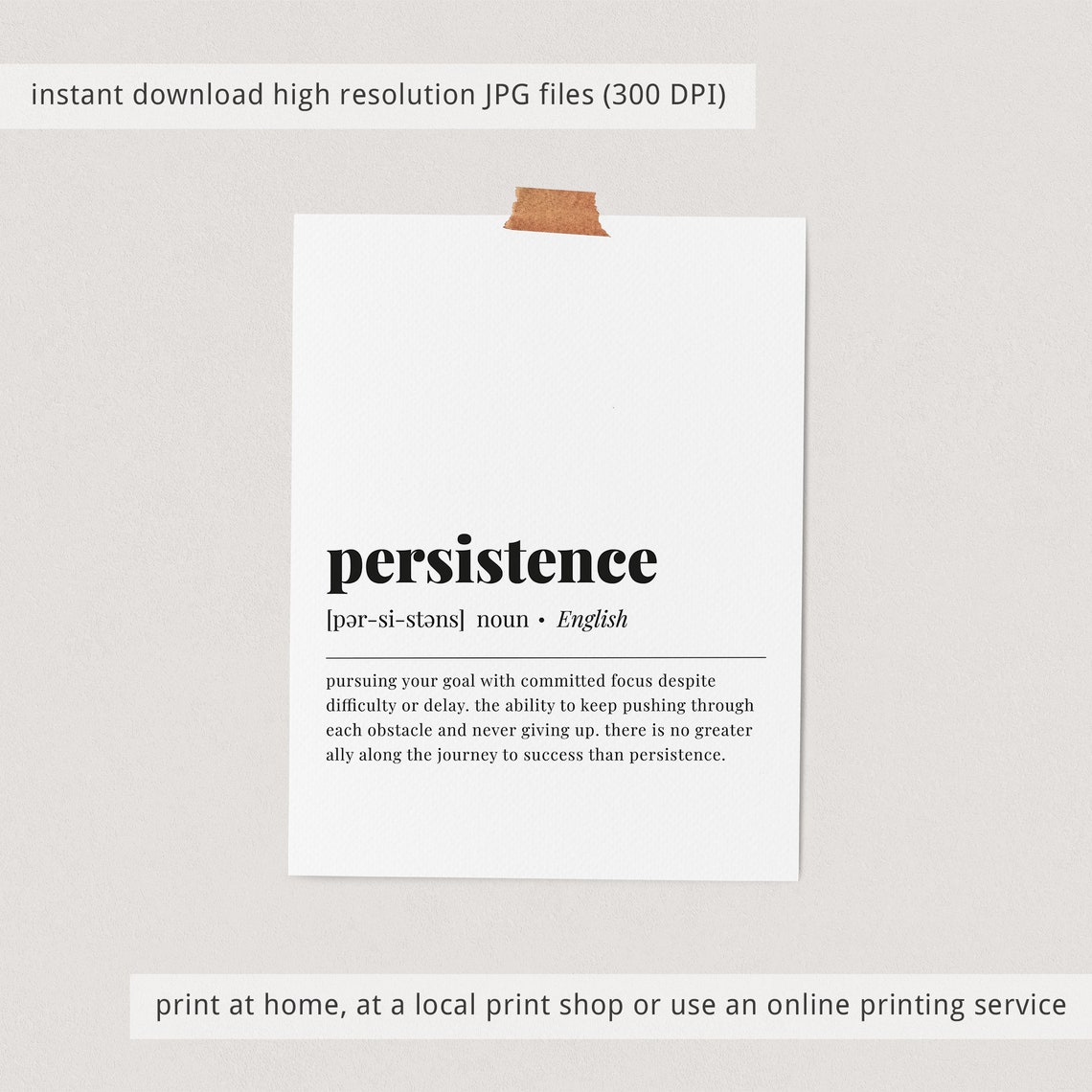 Persistence Definition Never Give Up Motivational Typography Poster - Image 3