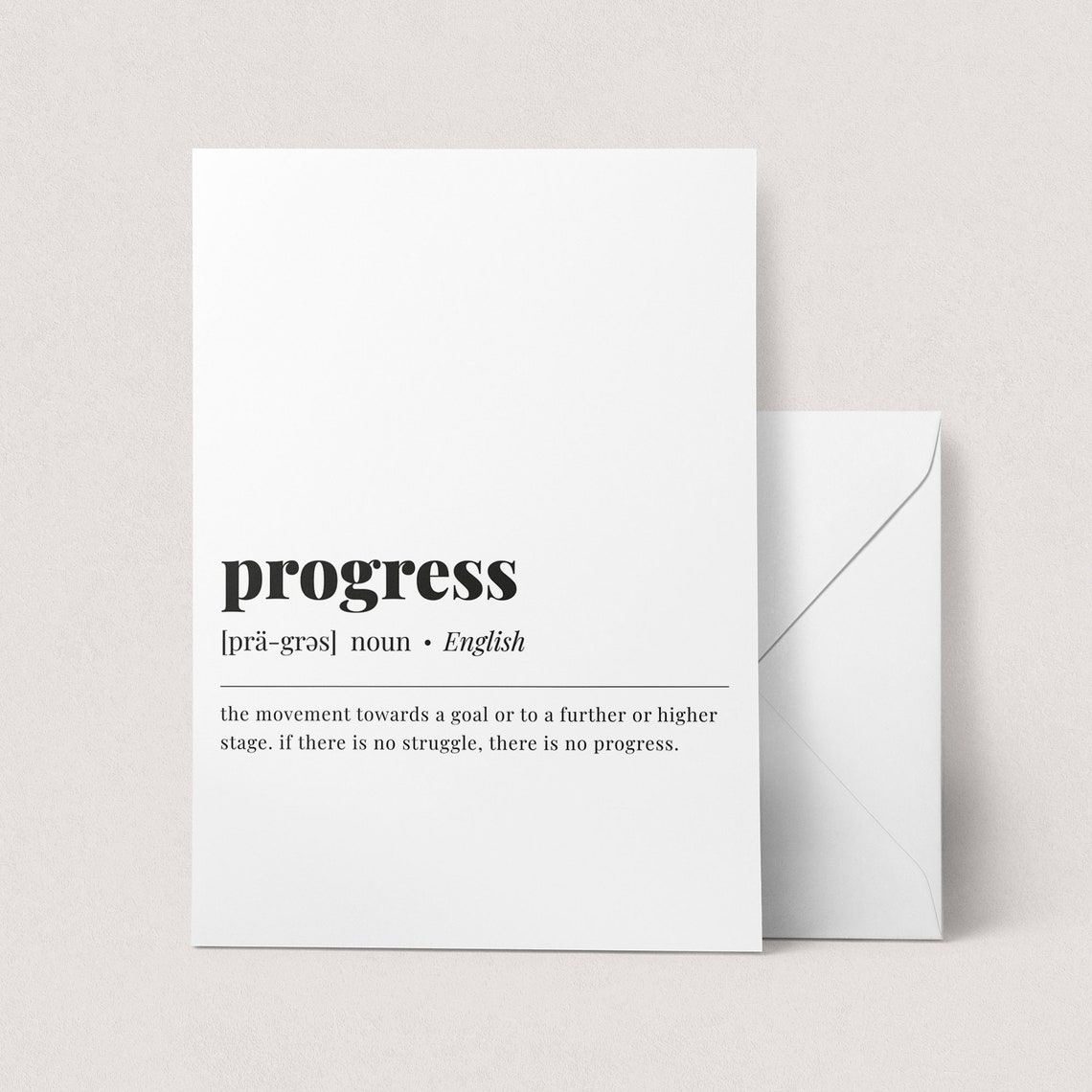 Progress Definition Growth Mindset Motivational Typography Poster