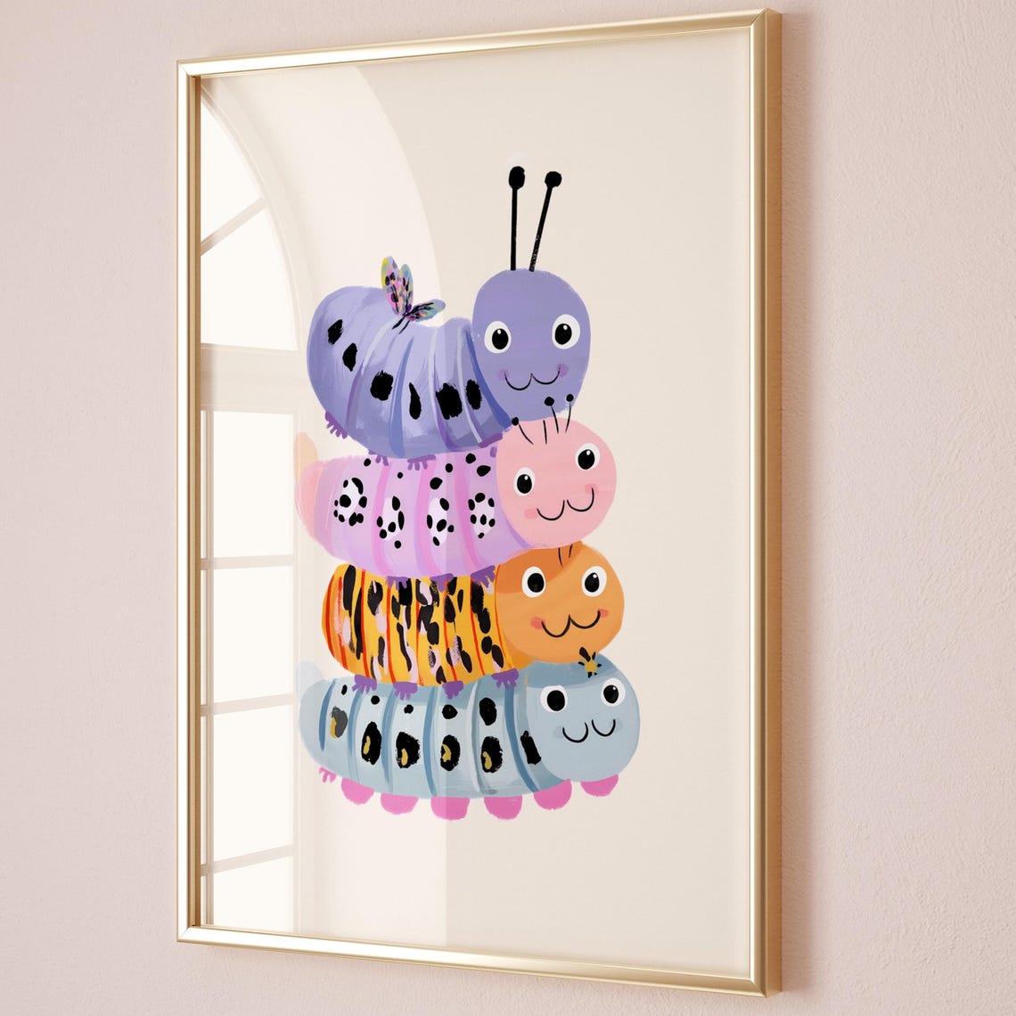 Bug Wall Art Caterpillar Prints Kids Room Decor Nursery Insect Childrens Boys Lover Gift
