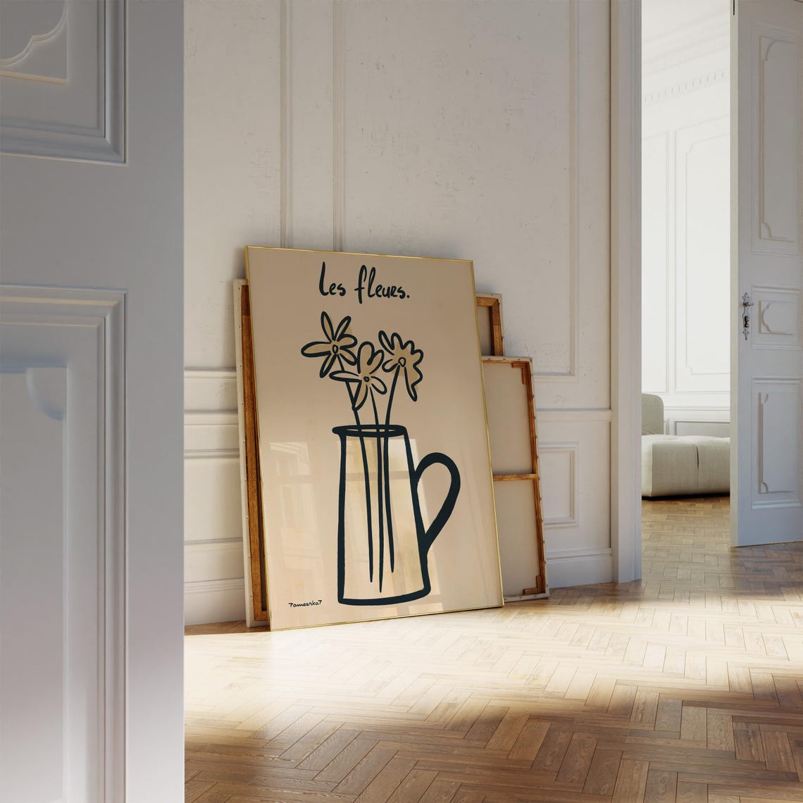 Les Fleurs Hand Drawn Flowers Wall Art Print - Image 3