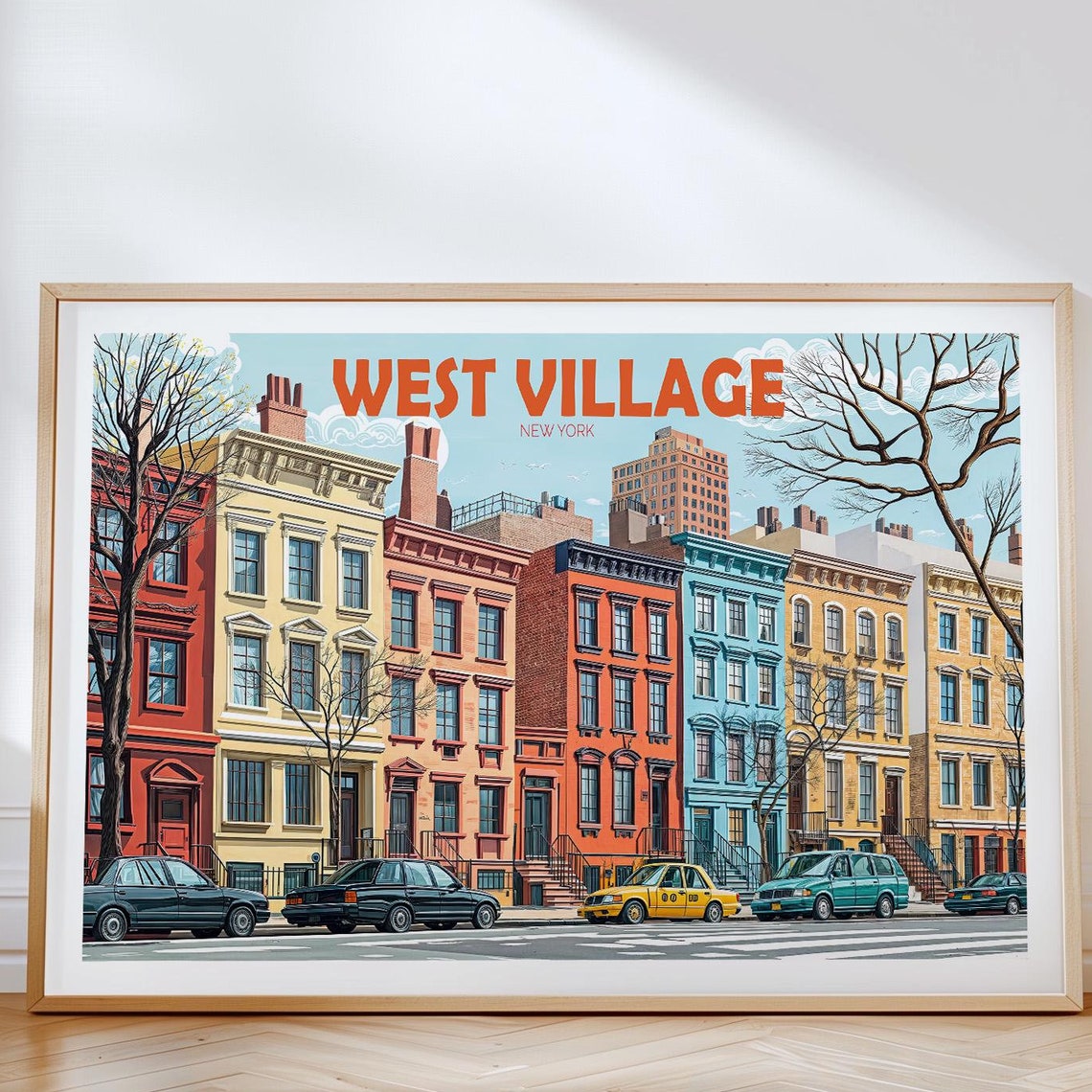 West Village New York Travel Poster New York City Wall Art West Village Print Home Decor Personalised Gifts Birthday Present
