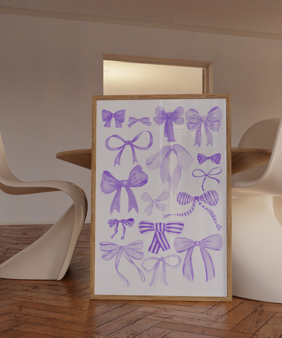 Lilac Purple Watercolor Bow Collection Aesthetic Room Art Poster - Image 2