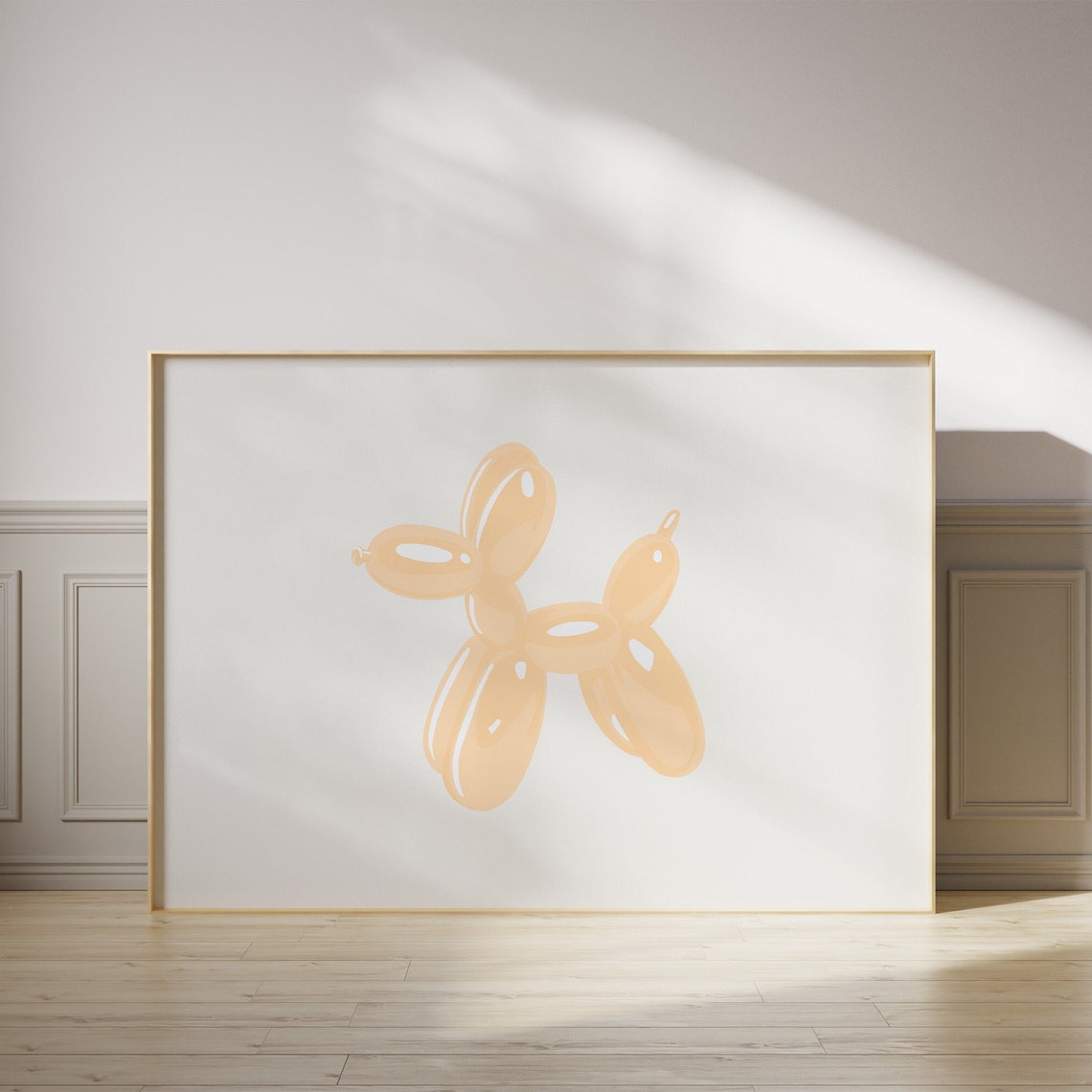Orange Balloon Dog Minimalist Pop Art Poster Modern Playful Decor