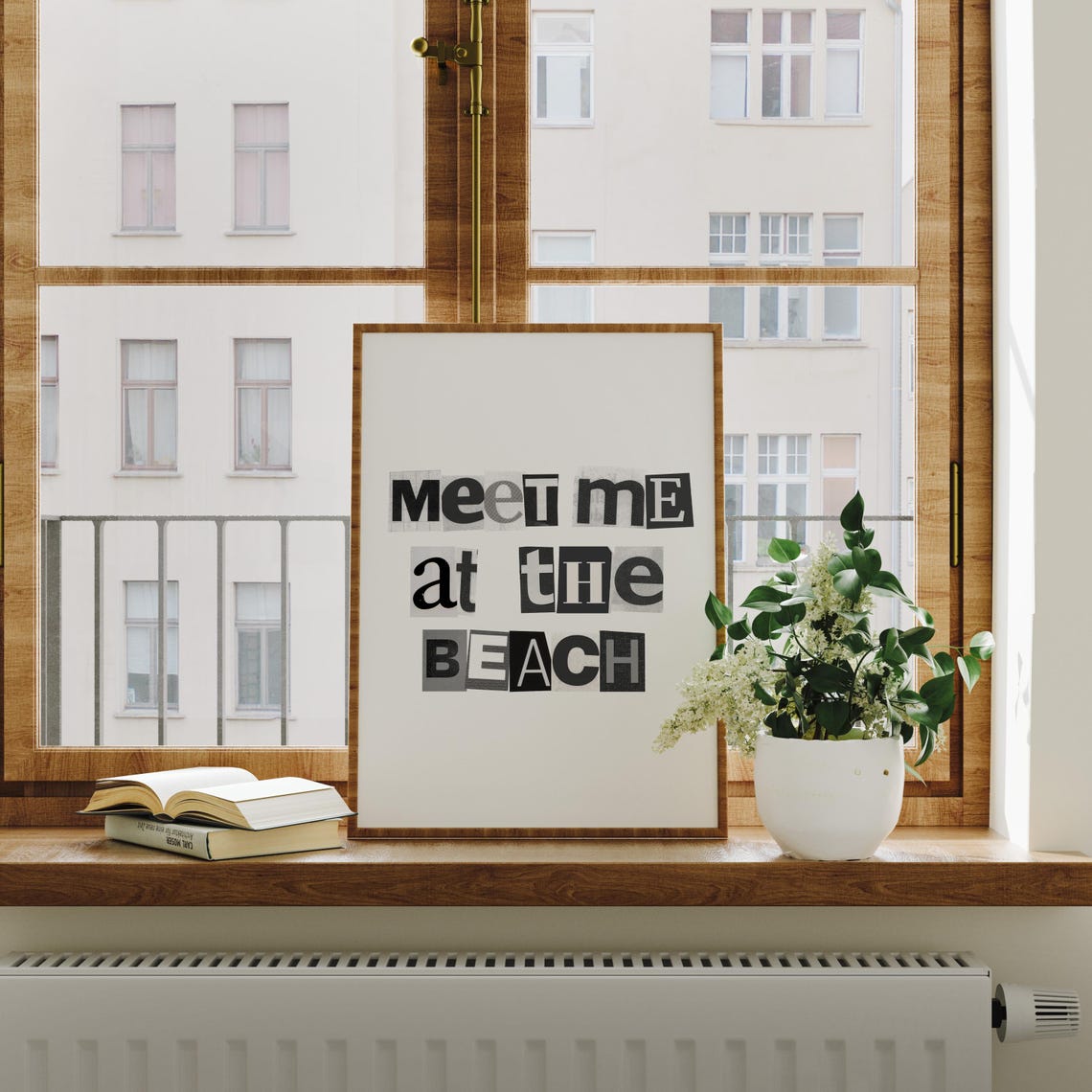 Meet Me At The Beach Ransom Letter Typography Summer Art Poster - Image 4