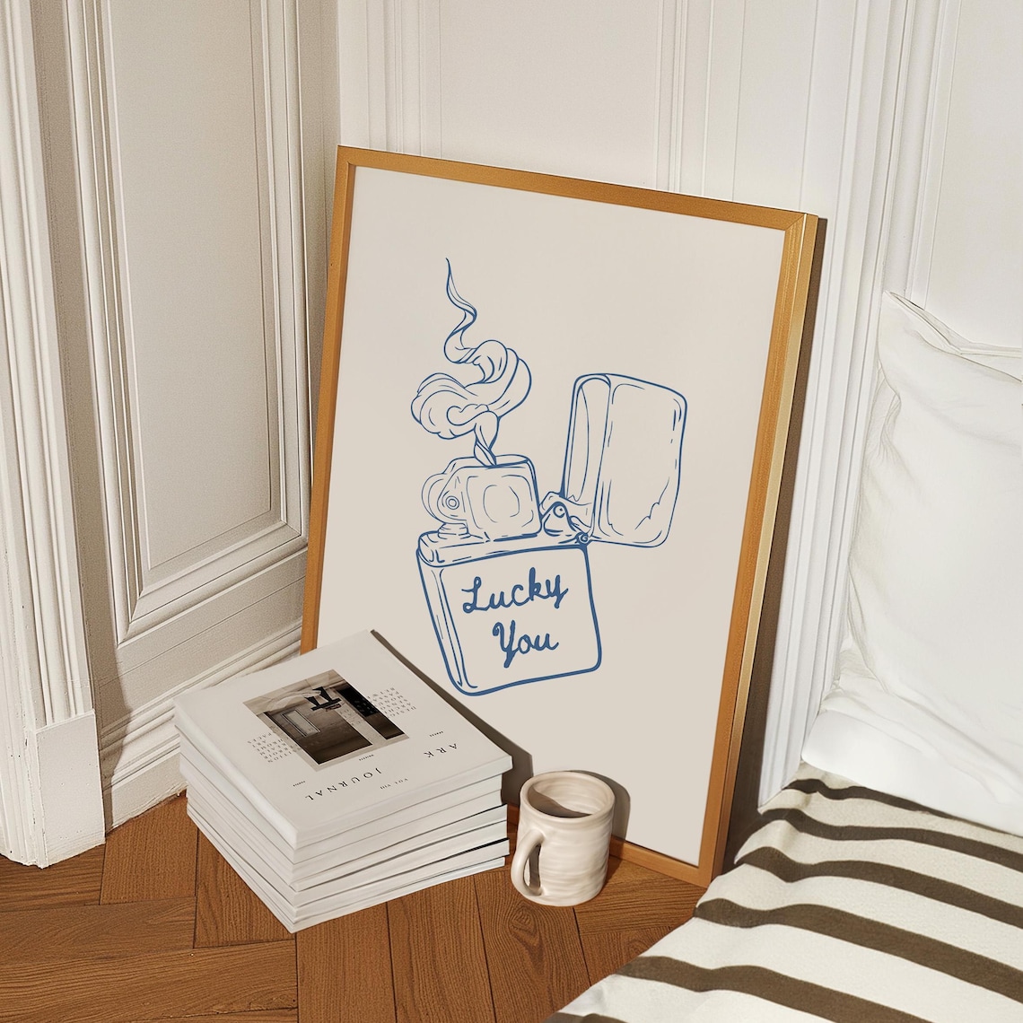 Navy Blue Aesthetic Wall Art, Trendy Art Print