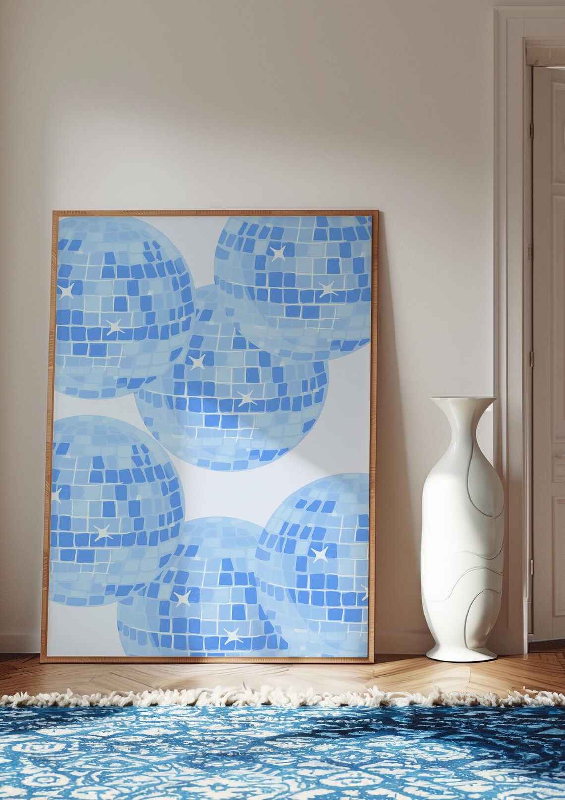 Light Blue Disco Wall Art, Funky Trendy Decor - Image 2