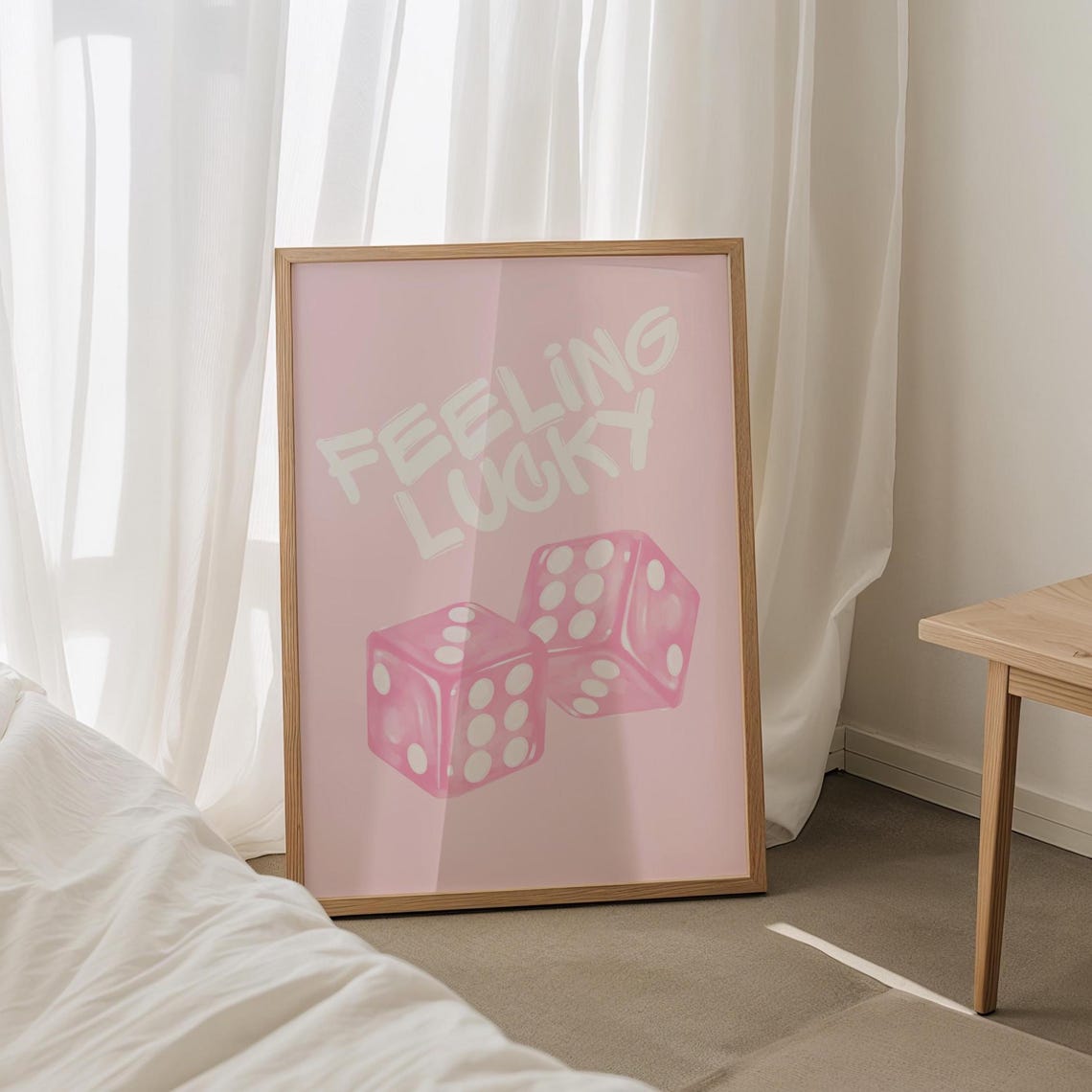 Feeling Lucky Pink Dice Bubblegum Pink Casino Style Room Poster - Image 4