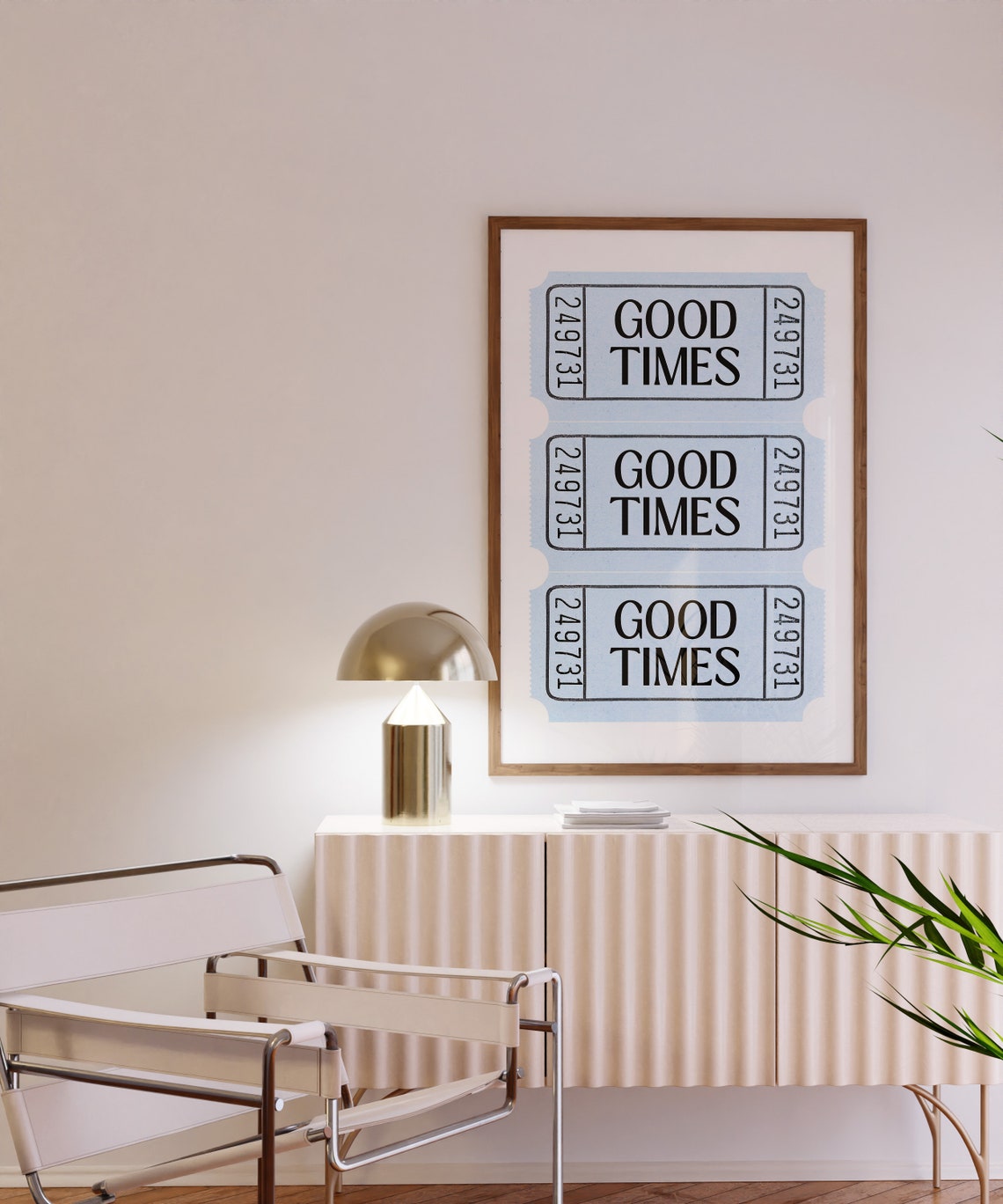 Blue Good Times Retro Ticket Trio Preppy Aesthetic Wall Poster - Image 3
