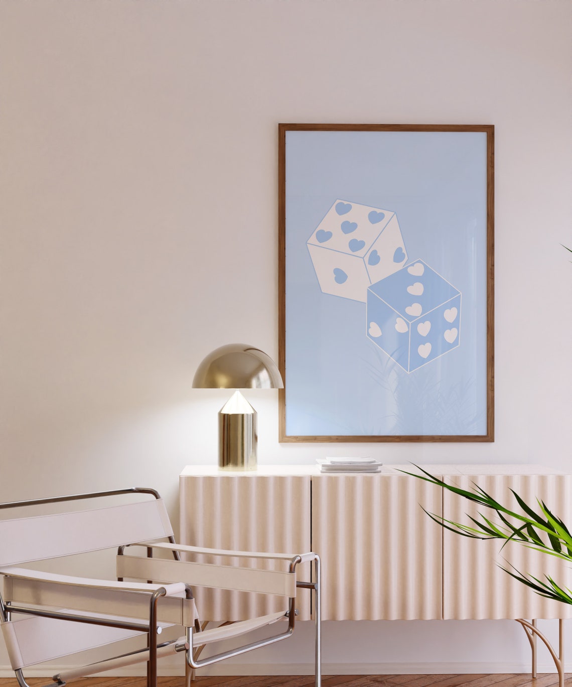 Lucky Dice Hearts Pastel Blue Trendy Cute Preppy Game Room Poster - Image 2