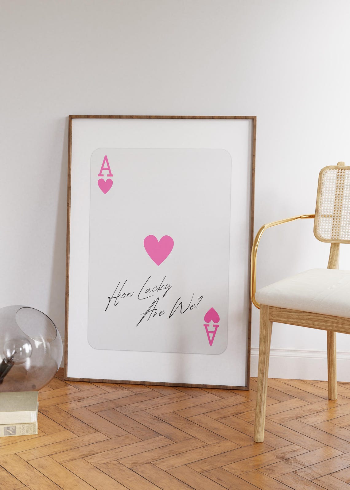 How Lucky Are We Pink Ace Of Hearts Playing Card Retro Dorm Poster