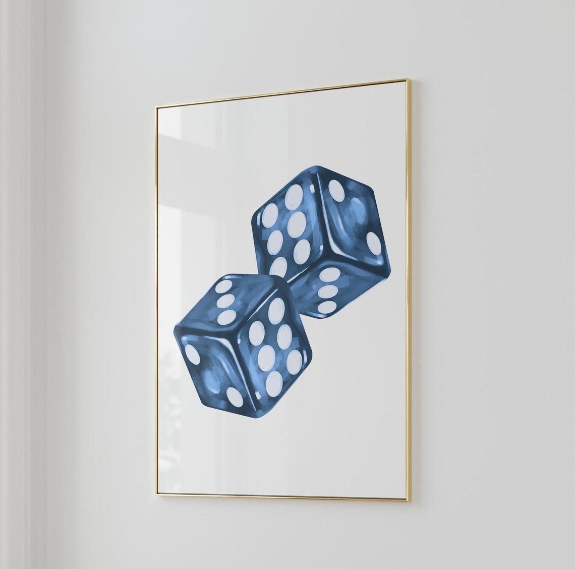 Navy Blue Transparent Dice Pair Trendy Modern Aesthetic Poster - Image 2