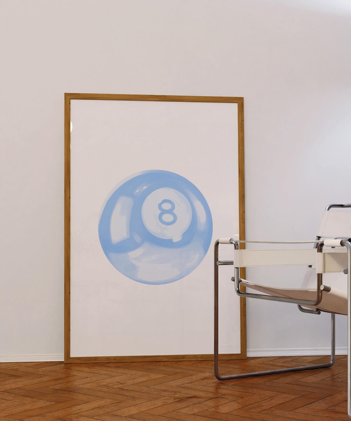 Baby Blue 8 Ball Soft Watercolor Preppy Trendy Dorm Room Poster - Image 2