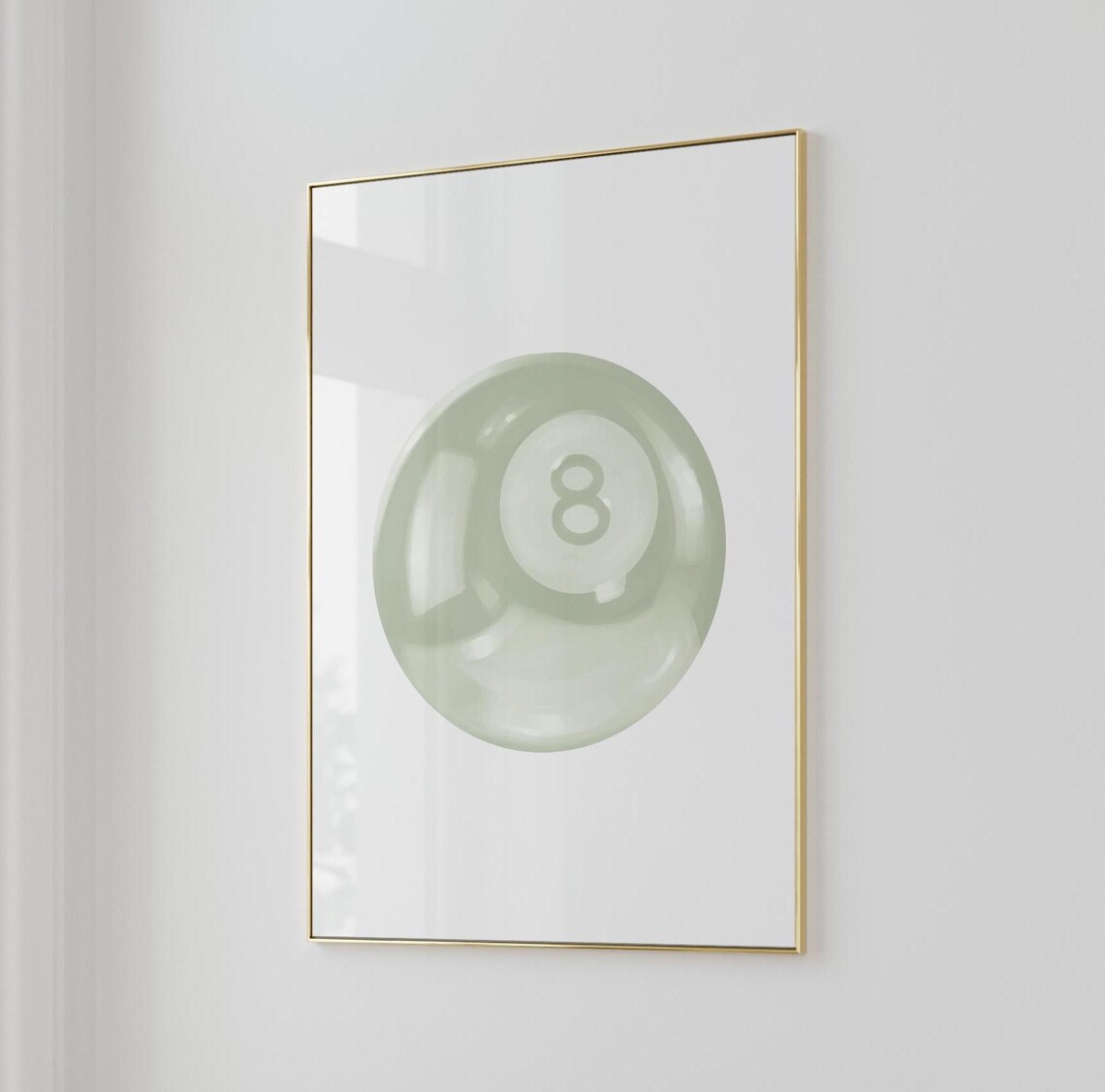 Sage Green 8 Ball Soft Watercolor Minimalist Preppy Wall Poster