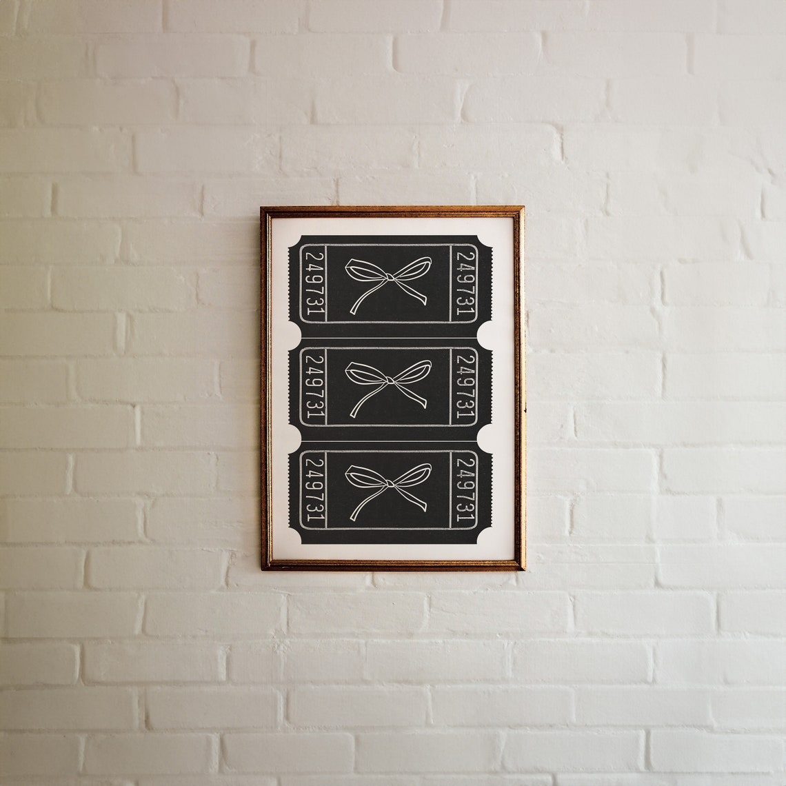 Black Bow Raffle Ticket Trio Trendy Preppy Girly Wall Poster - Image 2