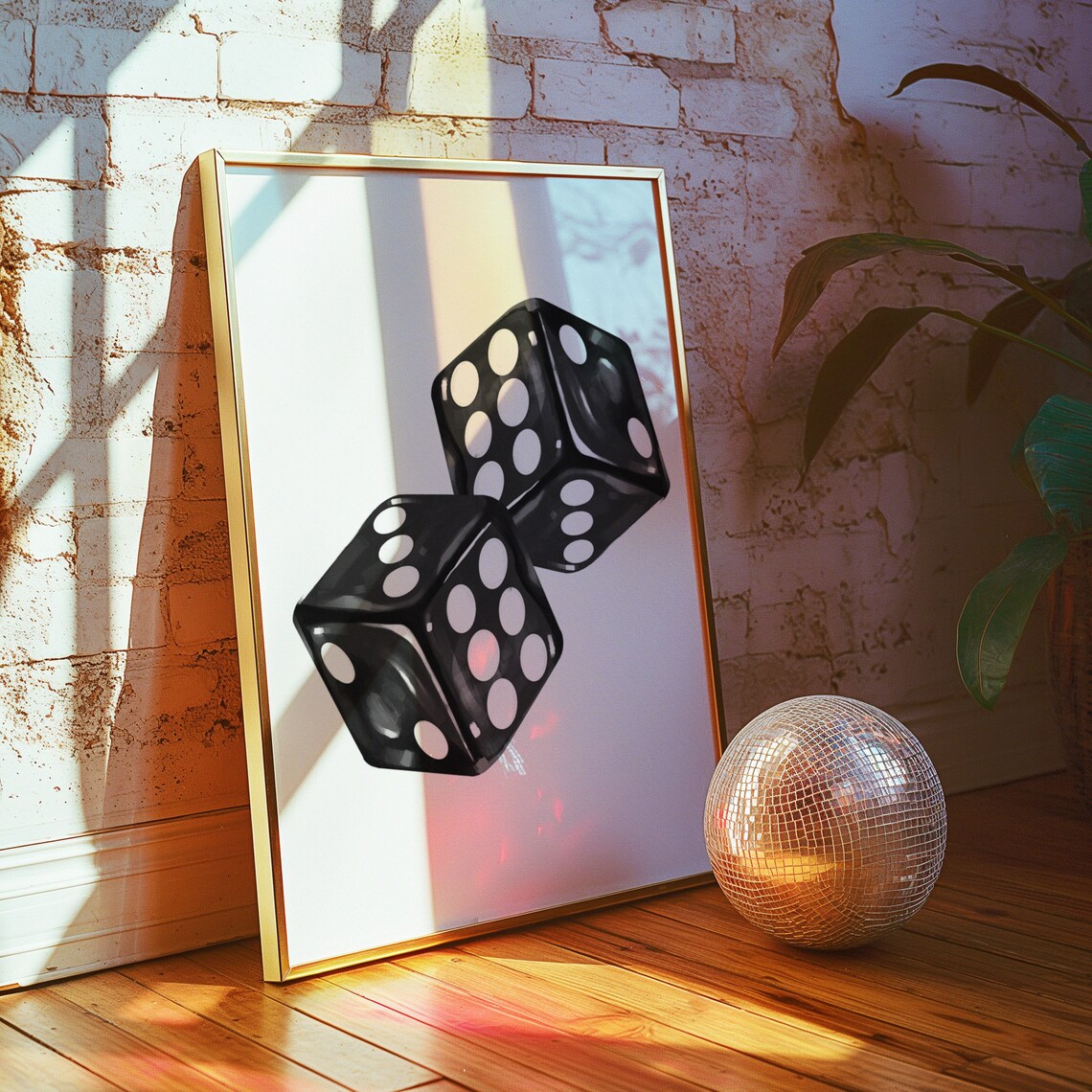Black and White Dice Art Print, Neutral Decor - Image 2