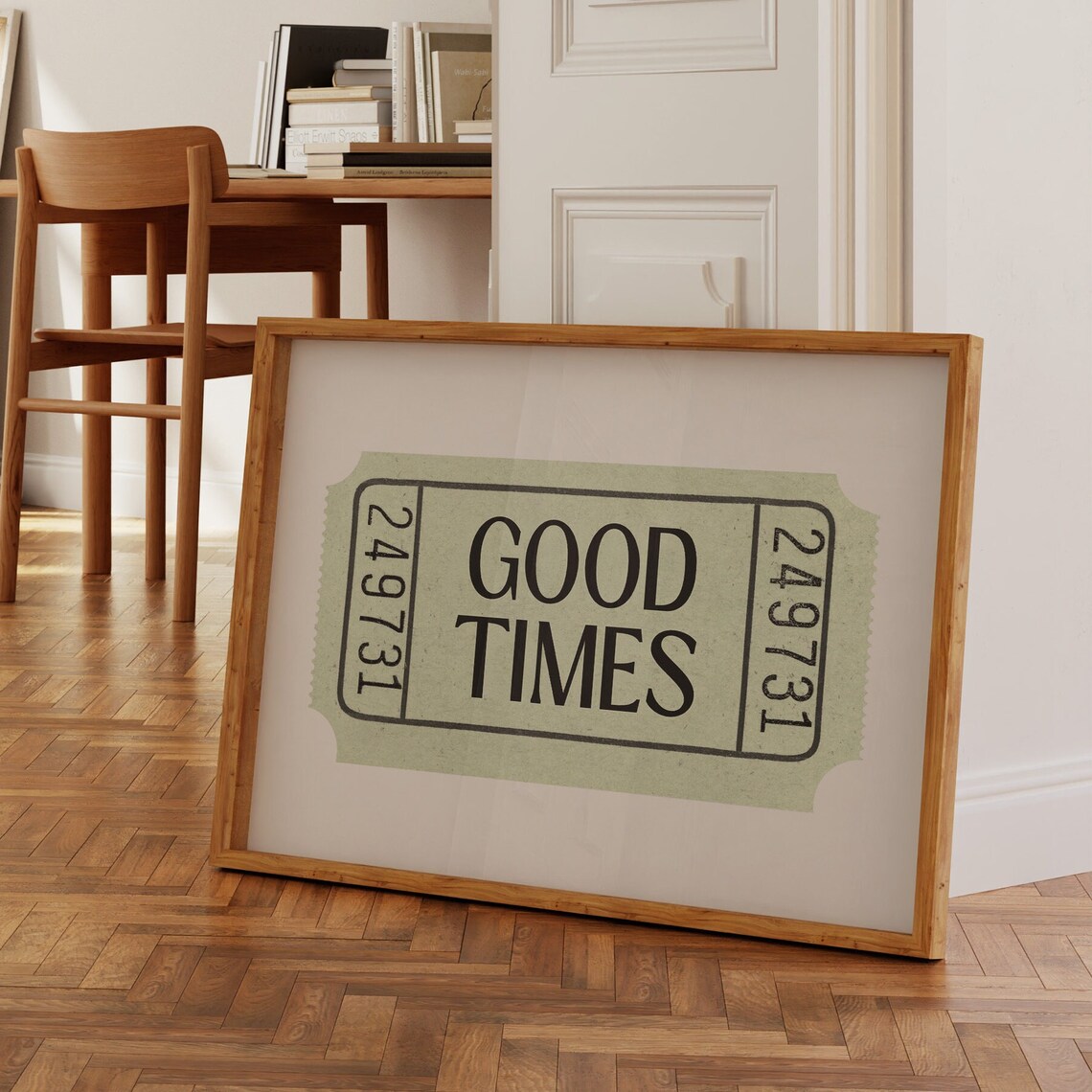 Green Retro Ticket Print, Sage Aesthetic Poster - Image 3