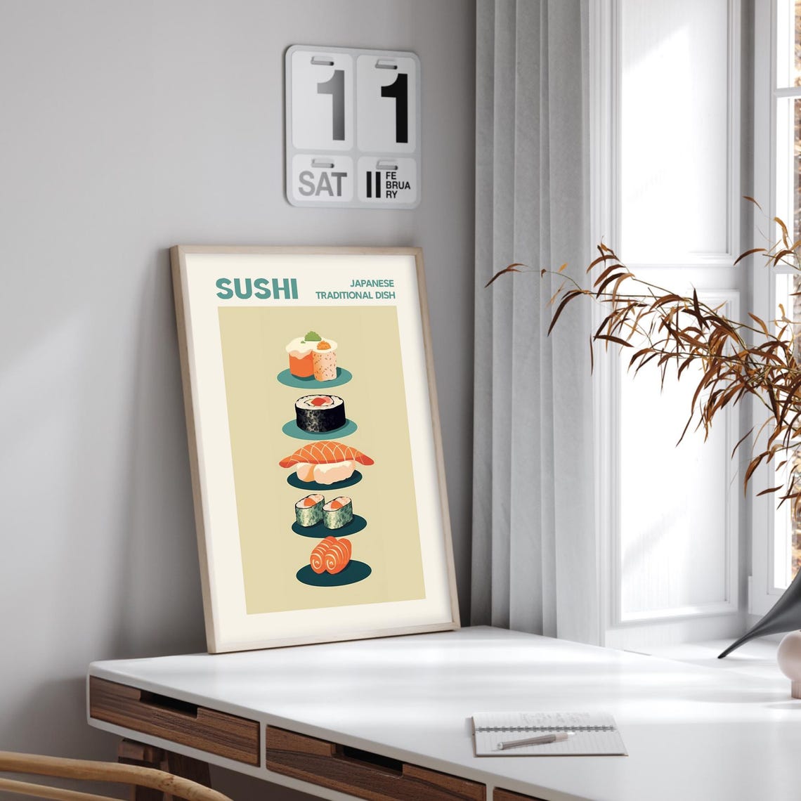 Sushi Japanese Traditional Dish Stacked Retro Kitchen Poster - Image 3