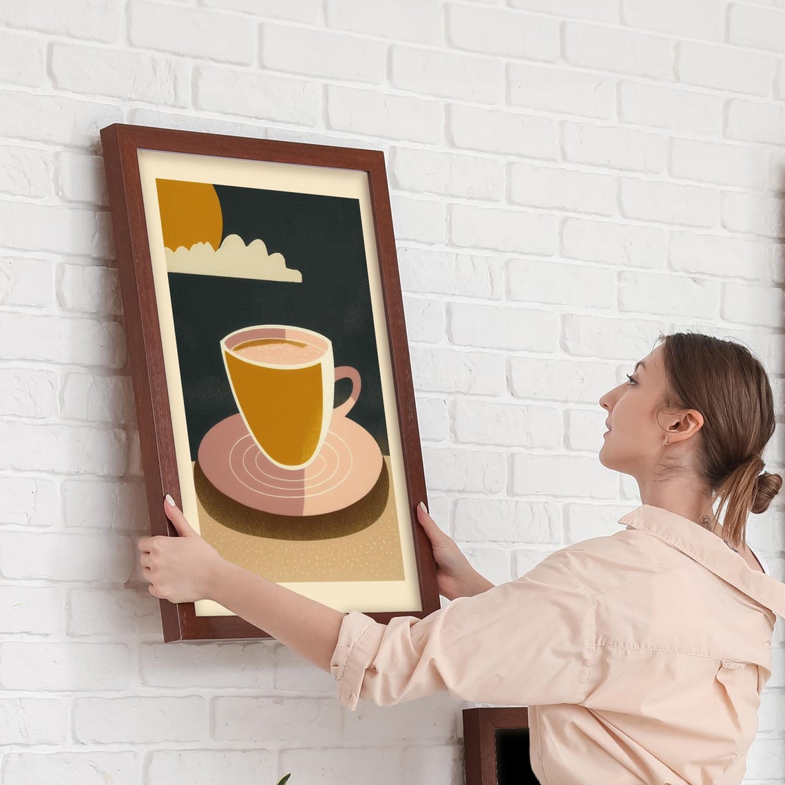 Abstract Golden Coffee Cup Sunrise Breakfast Nook Kitchen Poster - Image 4