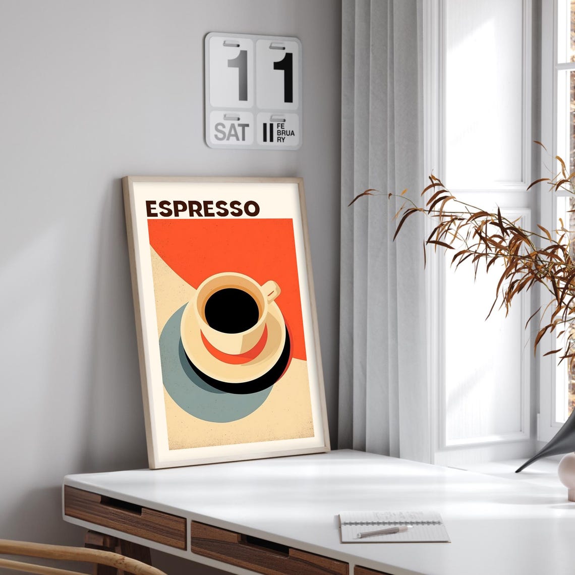 Espresso Cup Bold Retro Orange Kitchen Coffee Art Charming Poster - Image 3