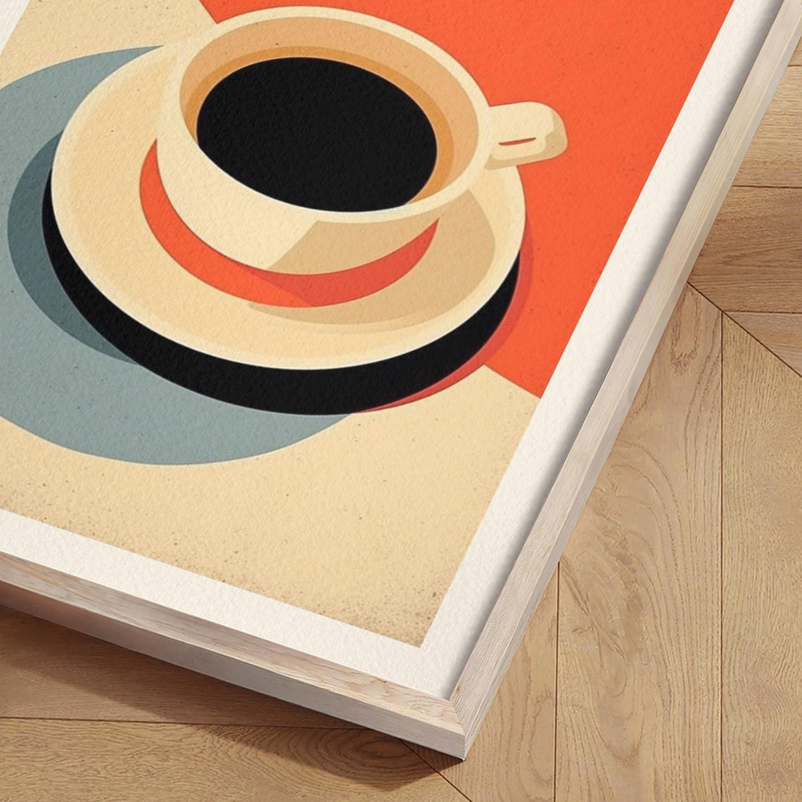 Espresso Cup Bold Retro Orange Kitchen Coffee Art Charming Poster - Image 2