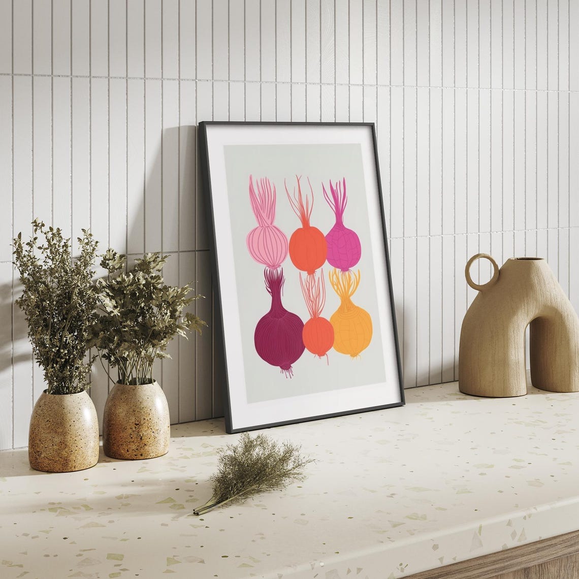 Colorful Onions Vegetable Botanical Kitchen Illustration Poster - Image 2
