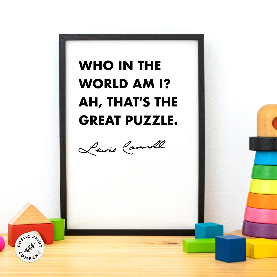 Lewis Carroll Great Puzzle Minimalist Black White Nursery Quote Poster