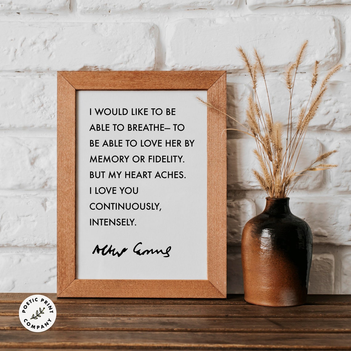 Albert Camus I Love You Continuously Intensely Love Quote Poster Art