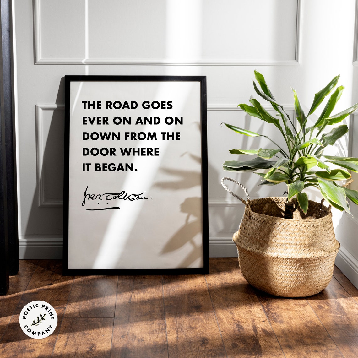 J.R.R. Tolkien Road Goes Ever On Minimalist Black White Quote Poster - Image 5