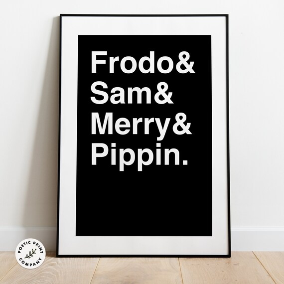 Frodo Sam Merry Pippin Lord Of The Rings Minimalist Black White Poster