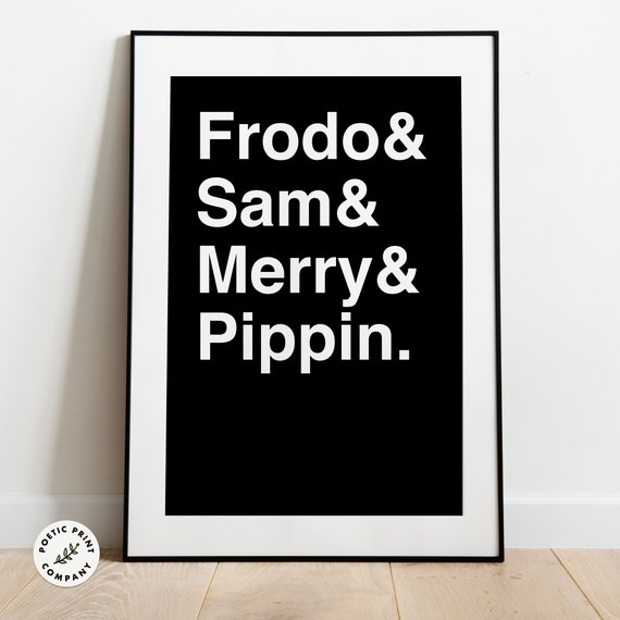 Lord Of The Rings Characters Poster Jrr Tolkien Book Print Book Worm Gift Print For Library Book Wall Art Frodo Sam Merry Pippin