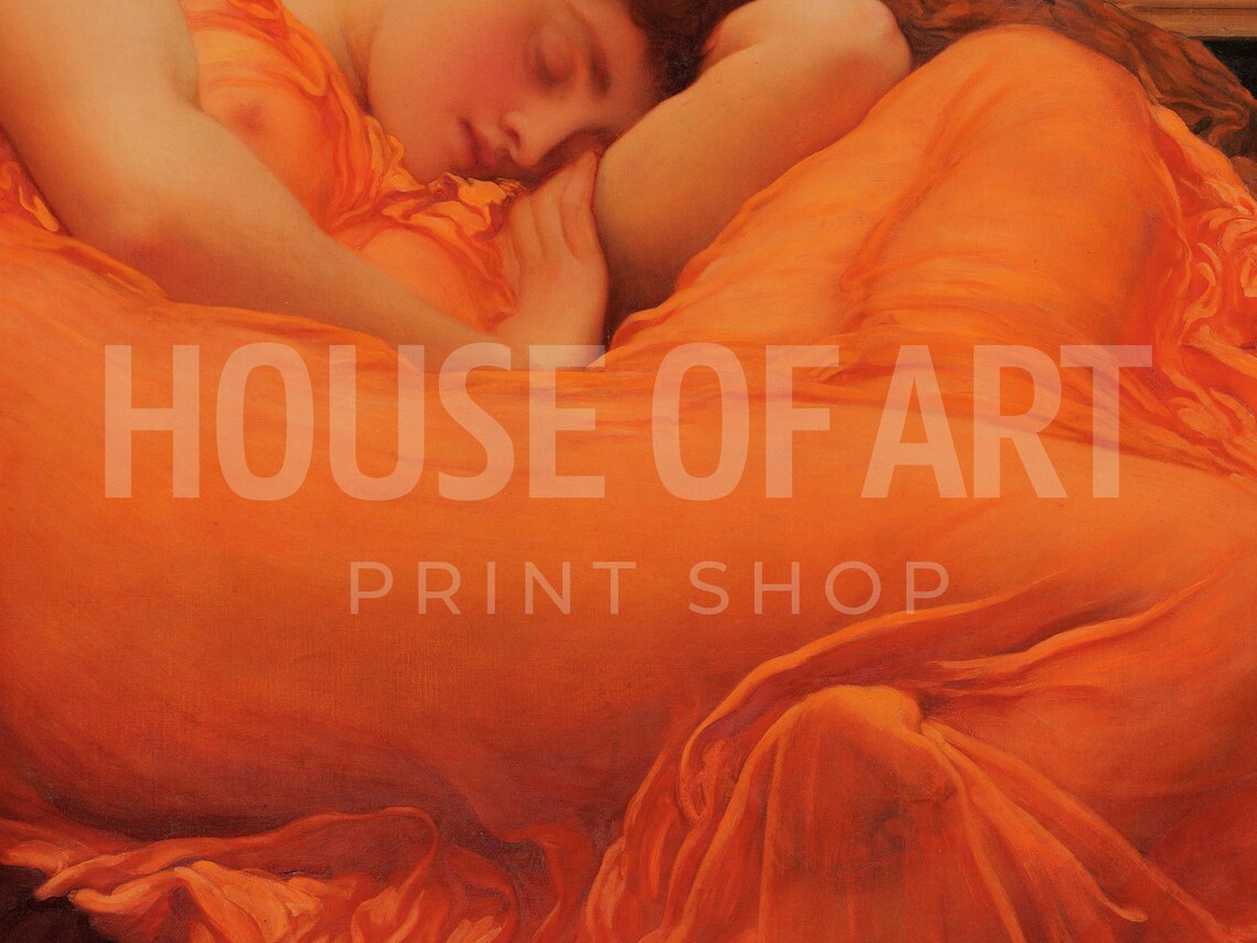 Leighton Flaming June Sleeping Woman Orange Drapery Classic Painting Poster - Image 3