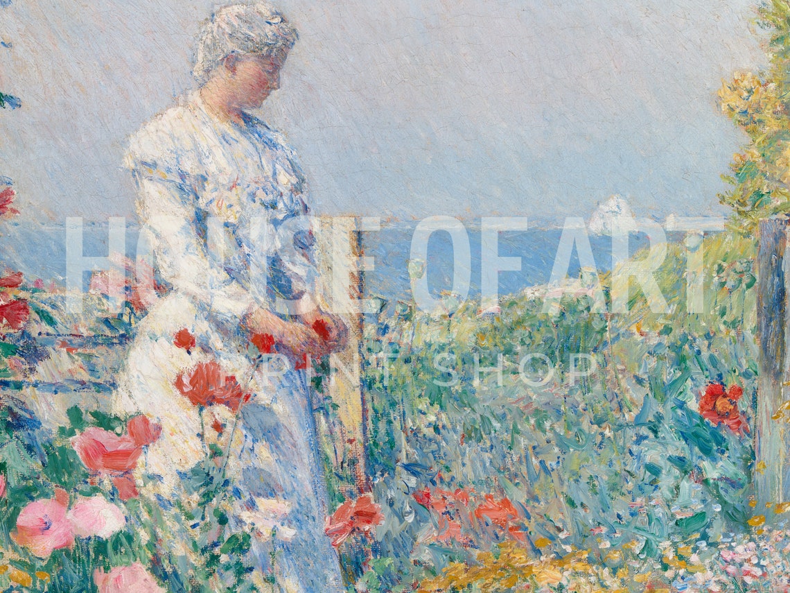 Frame Tv Art 4k Vintage In The Garden Oil Painting Blooming Flowers By The Sea Woman In White Dress Standing In The Sun - Image 2