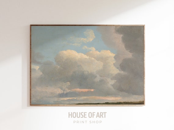 Cloud Wall Art Vintage Oil Painting Cloud Prints Aesthetic Clouds Painting Above Bed Decor Sky Poster Cottage Decor Wall Art