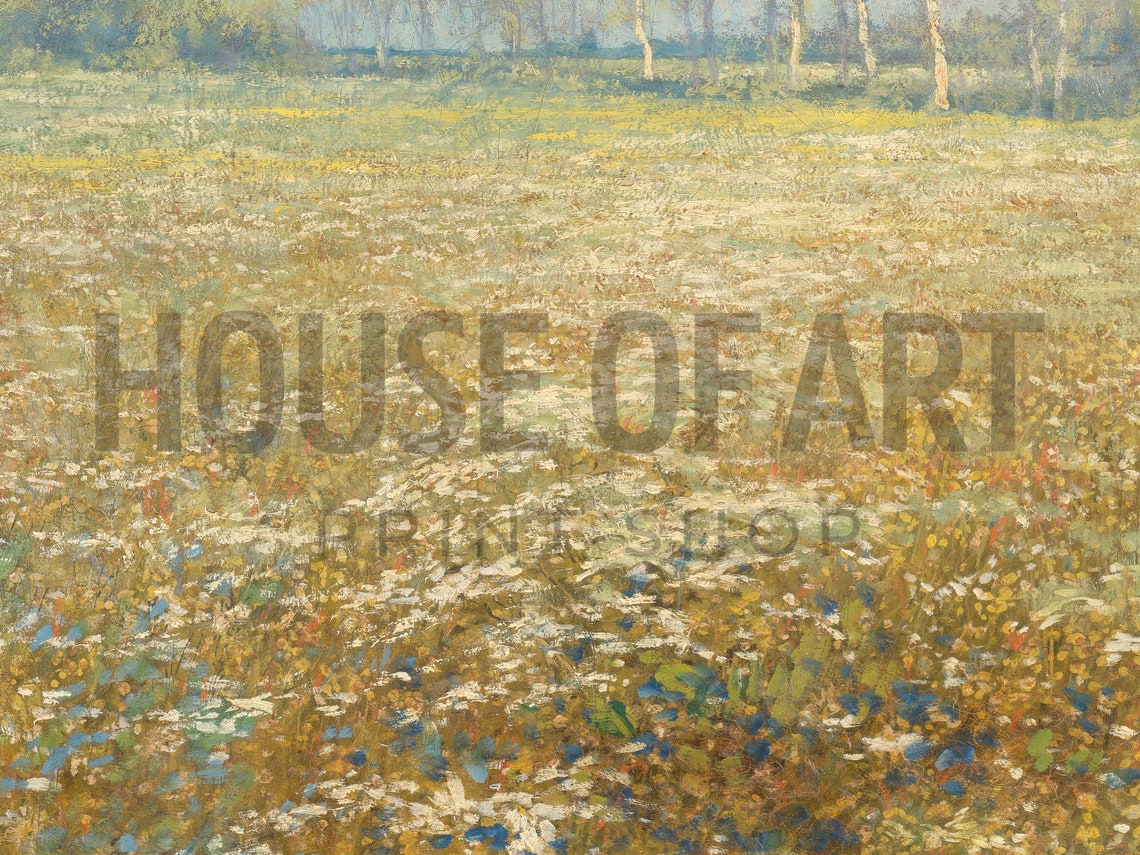 Wildflower Meadow Field Impressionist Country Landscape Painting Print - Image 2