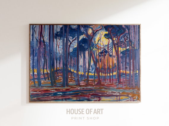 Forest Oil Painting Landscape Painting Nature Wall Art Colorful Wall Art Square Landscape Art Gallery Wall Print Wall Art