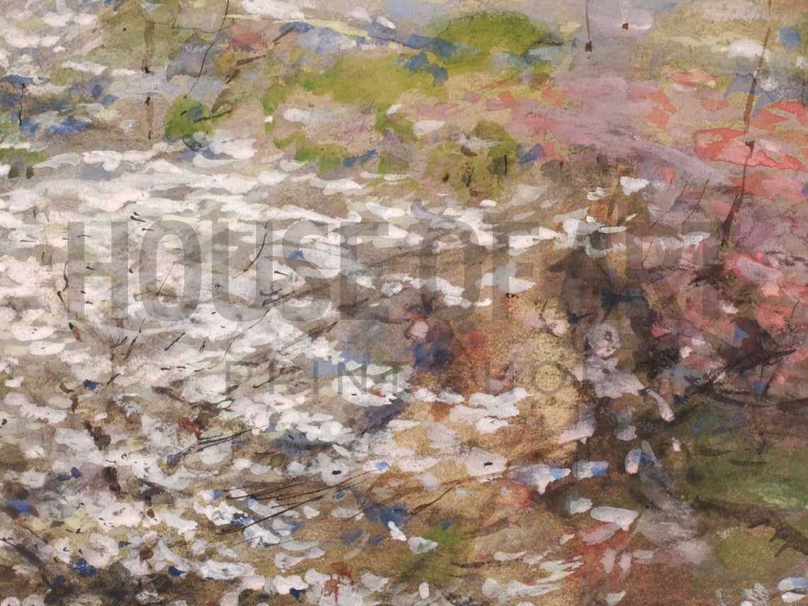 Spring Blossom Meadow White Wildflower Garden Watercolor Art Poster - Image 2