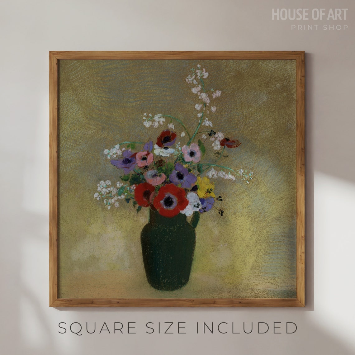 Impressionist Flower Bouquet In Dark Vase Vintage Painting Art Print - Image 2