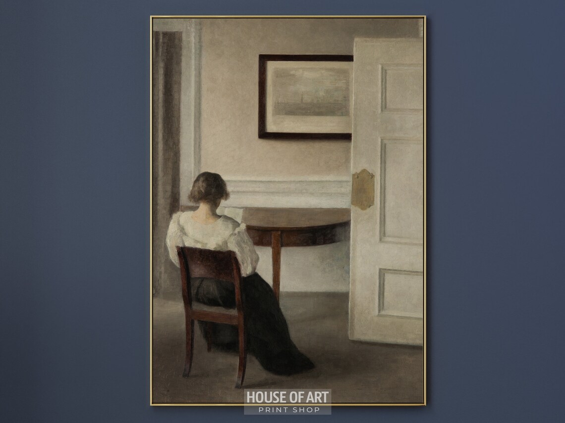 Vilhelm Hammershoi Woman Seated Interior Quiet White Room Painting Print - Image 3