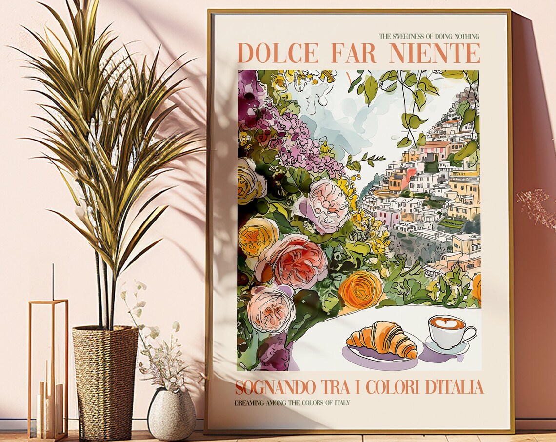 Dolce Far Niente Coffee Croissant Art Print