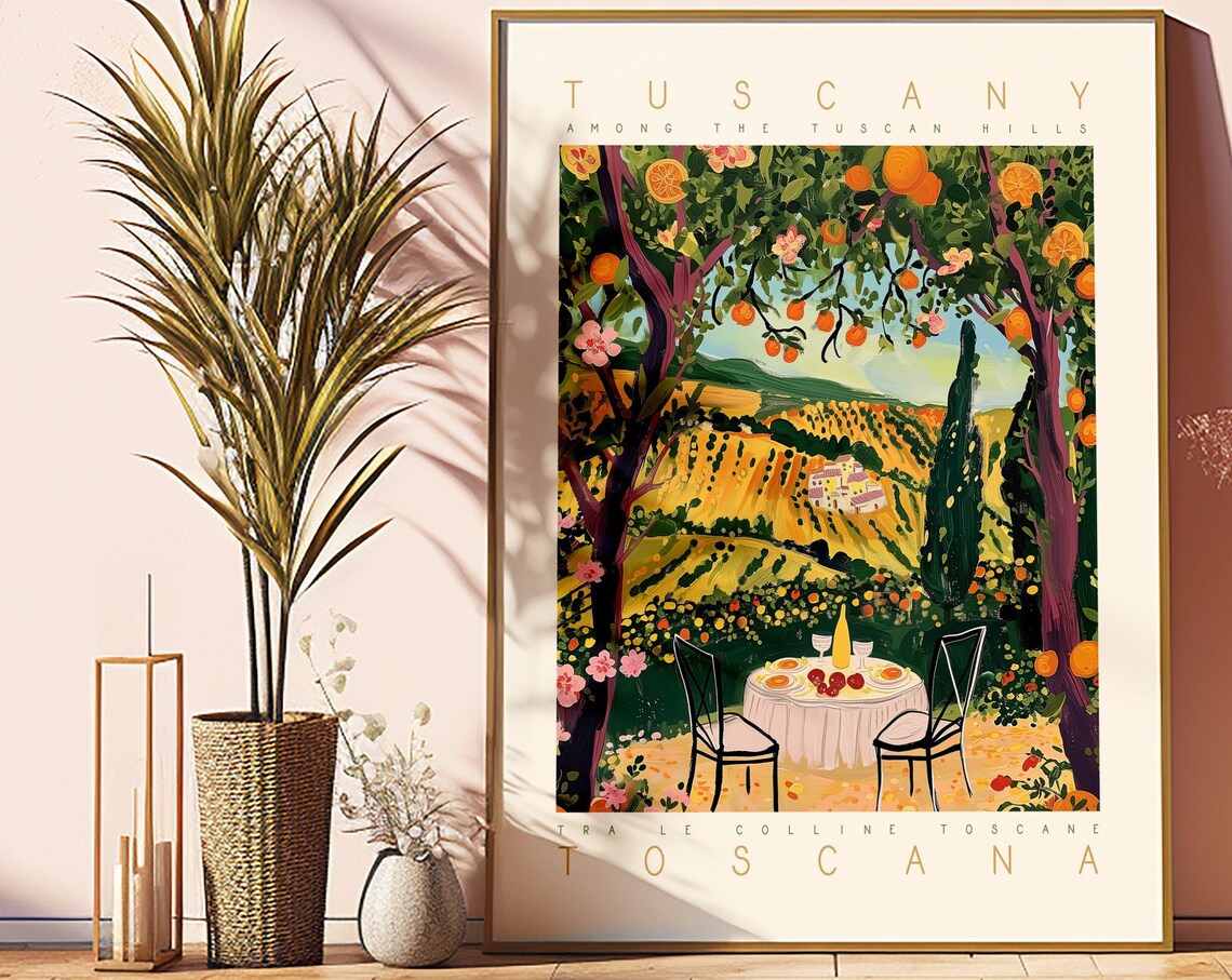 Tuscany Florence Italy Whimsical Wine Art Print