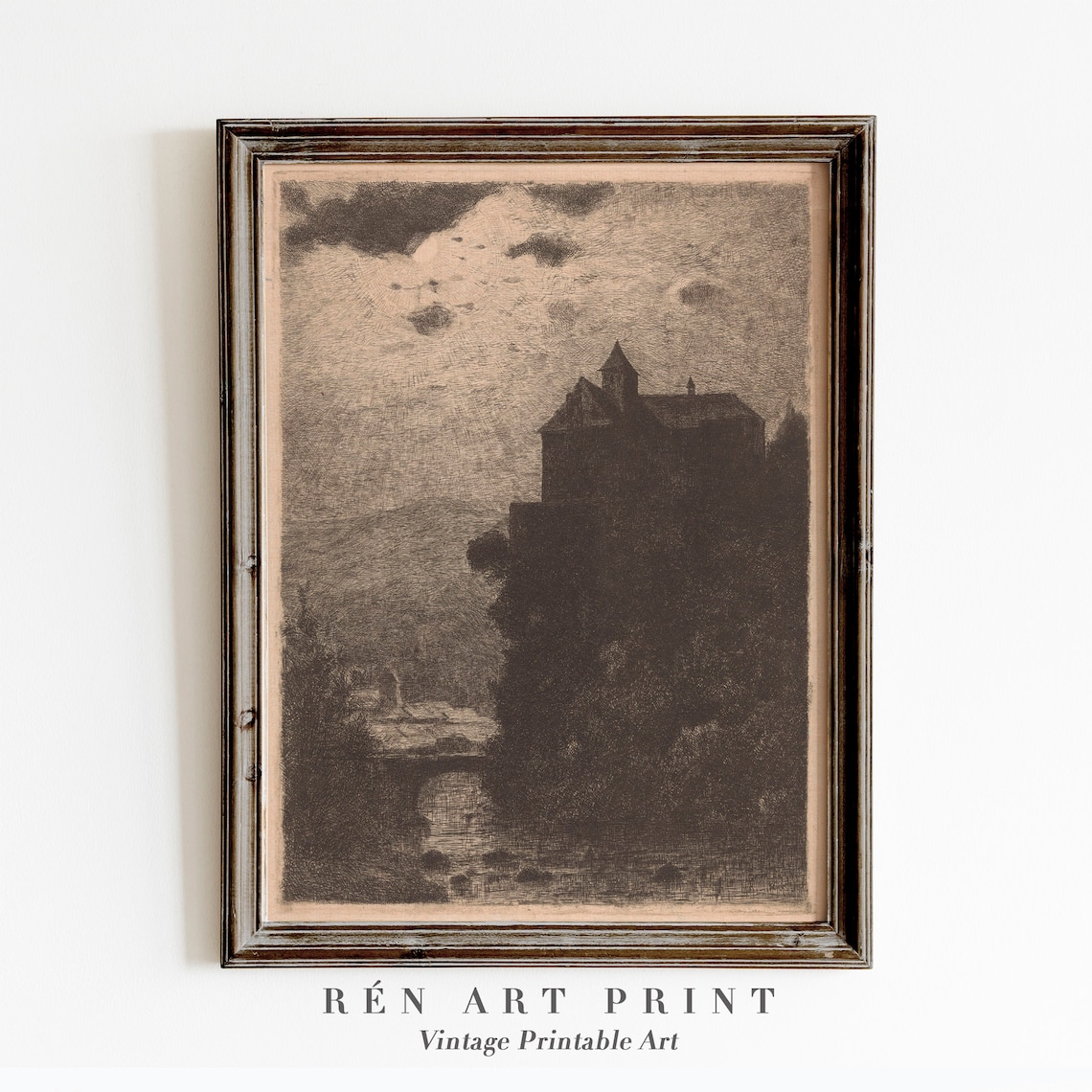 Vintage Moody Castle Gothic Halloween Art Print