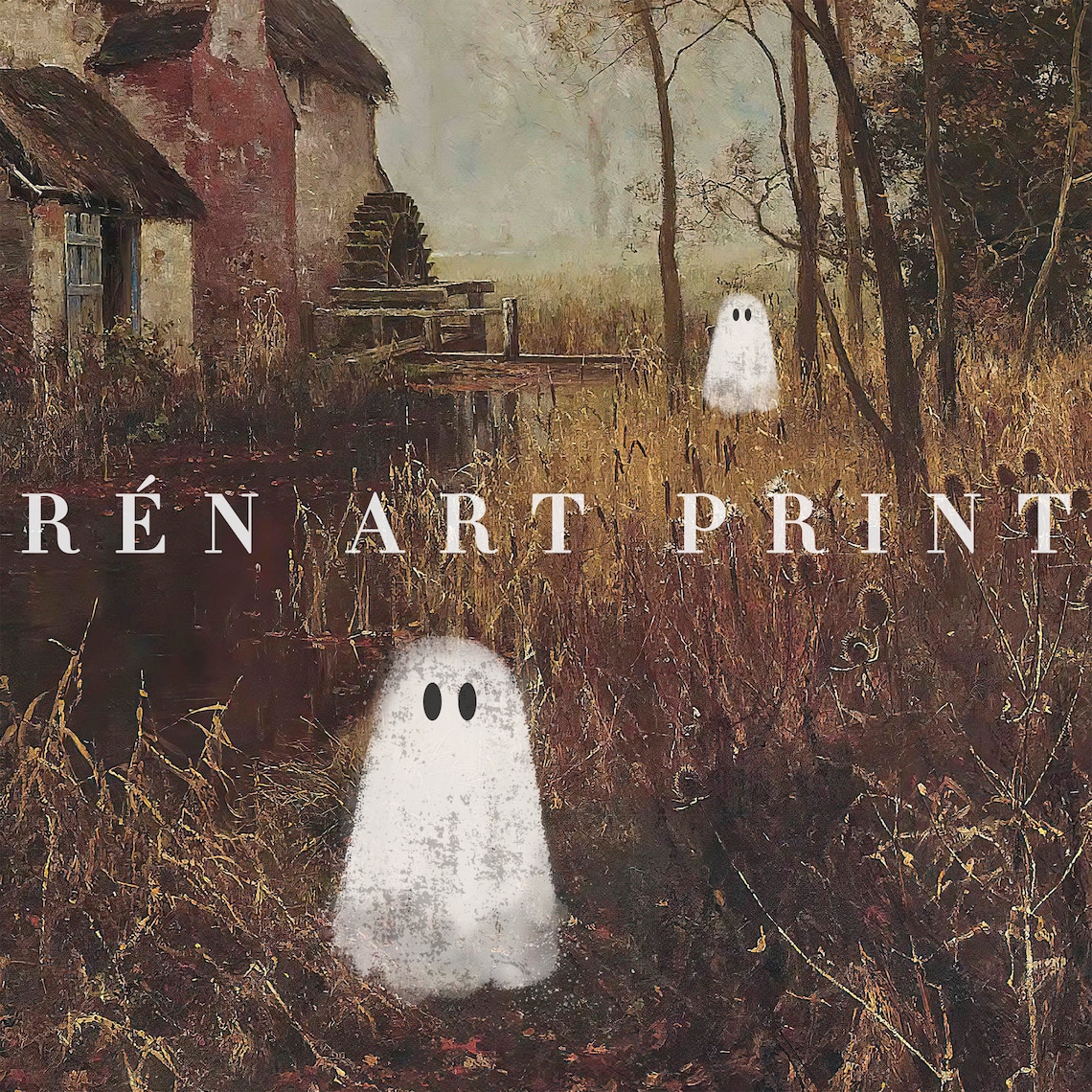 Cute Ghost Print, Vintage Halloween Wall Art - Image 3