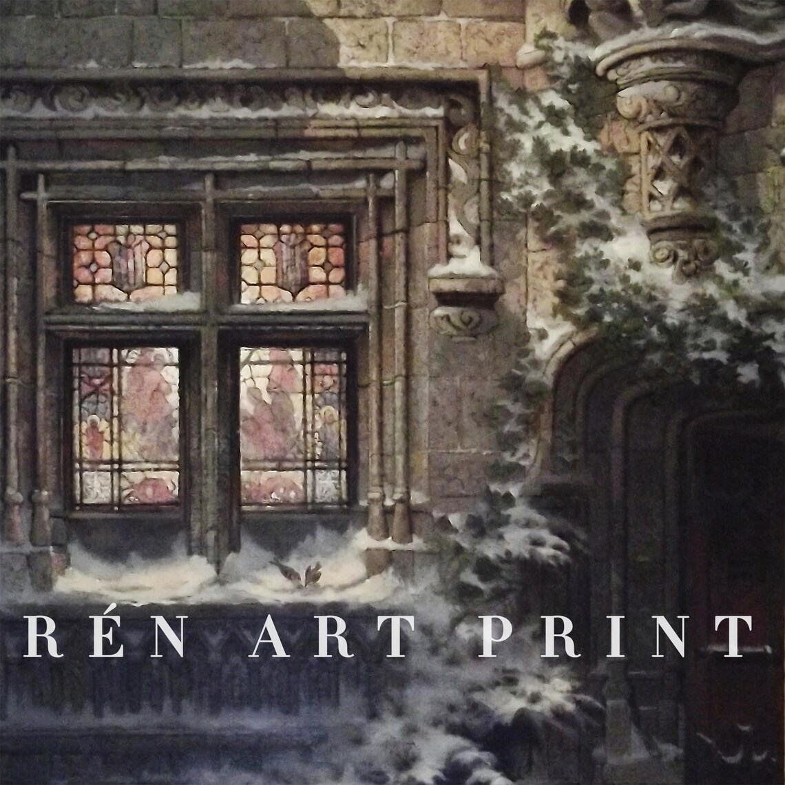 Vintage Winter Night Christmas Wall Art Print - Image 3