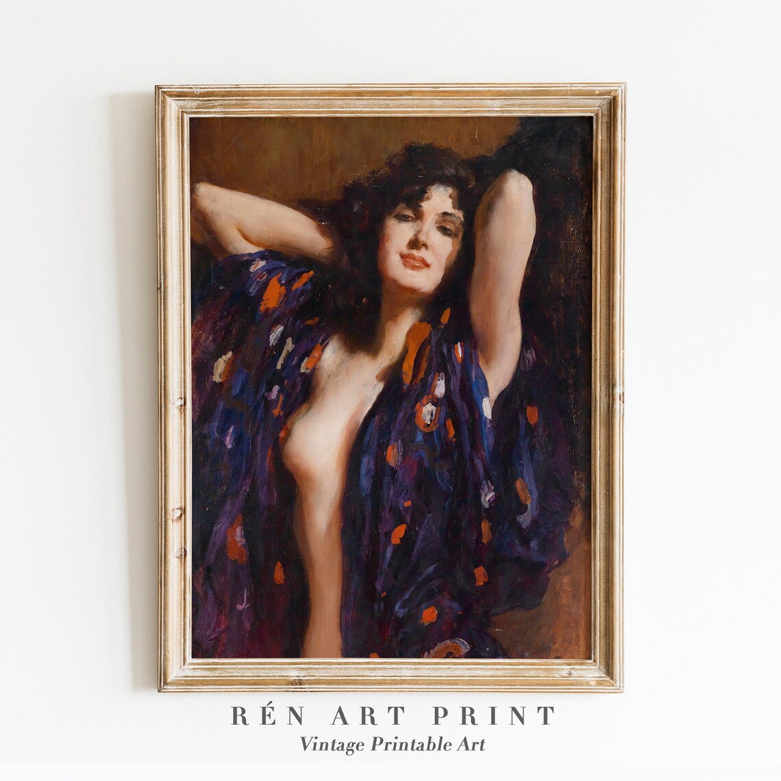 Vintage Woman Portrait Painting, Victorian Nude Art Print