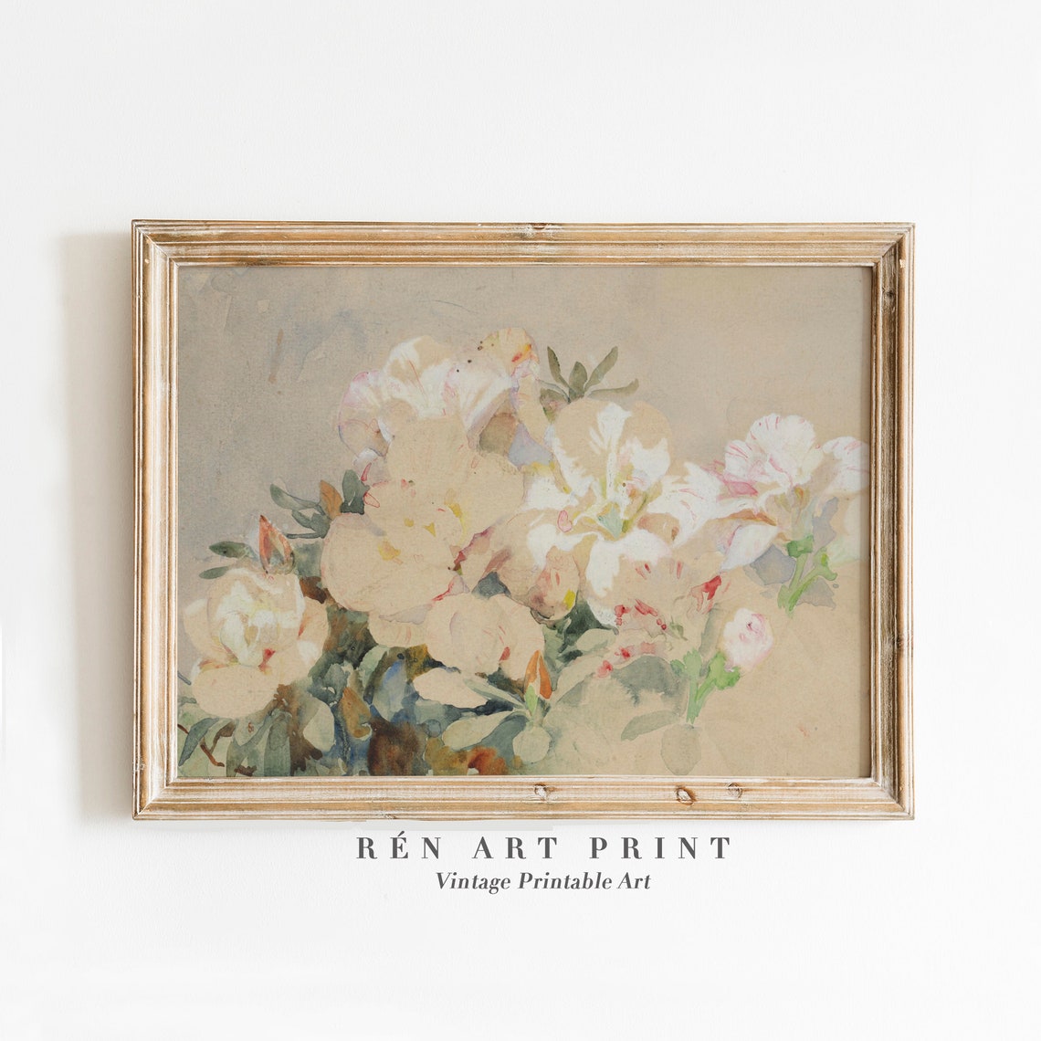 Vintage Flower Painting Print Antique Rose Still Life Painting Decor French Country Print Floral Wall Art Neutral