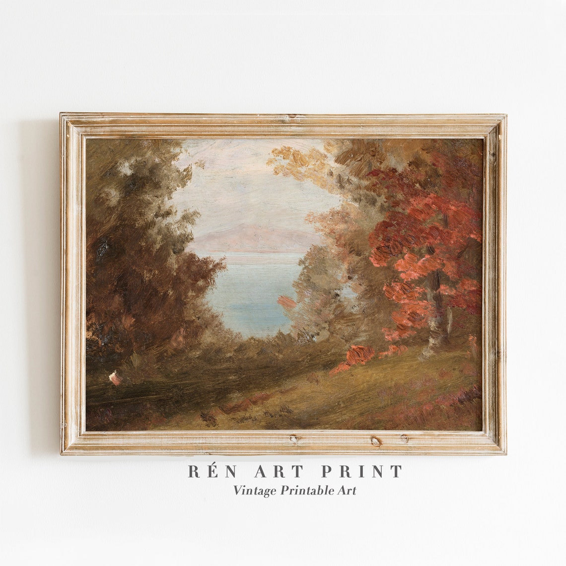 Autumn Lake View with Red and Gold Trees Fall Foliage Poster