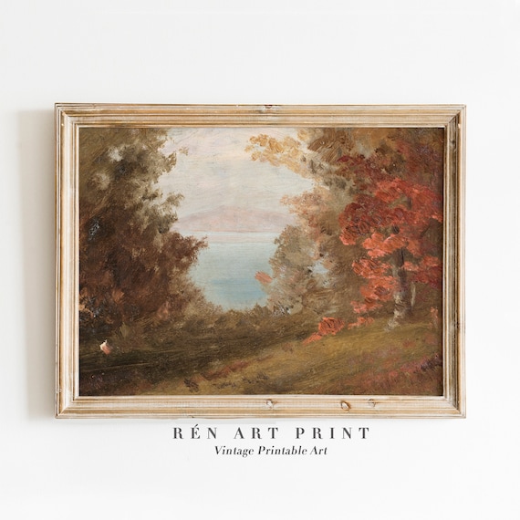 Autumn Lake View with Red and Gold Trees Fall Foliage Poster