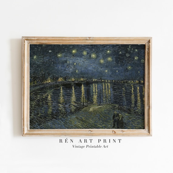 Van Gogh Starry Night Over the Rhone River Famous Painting Art Poster